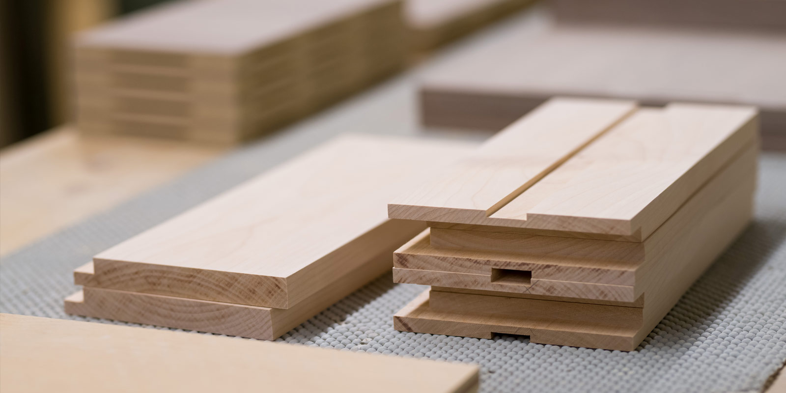 Cabinet pieces waiting to be assembled.